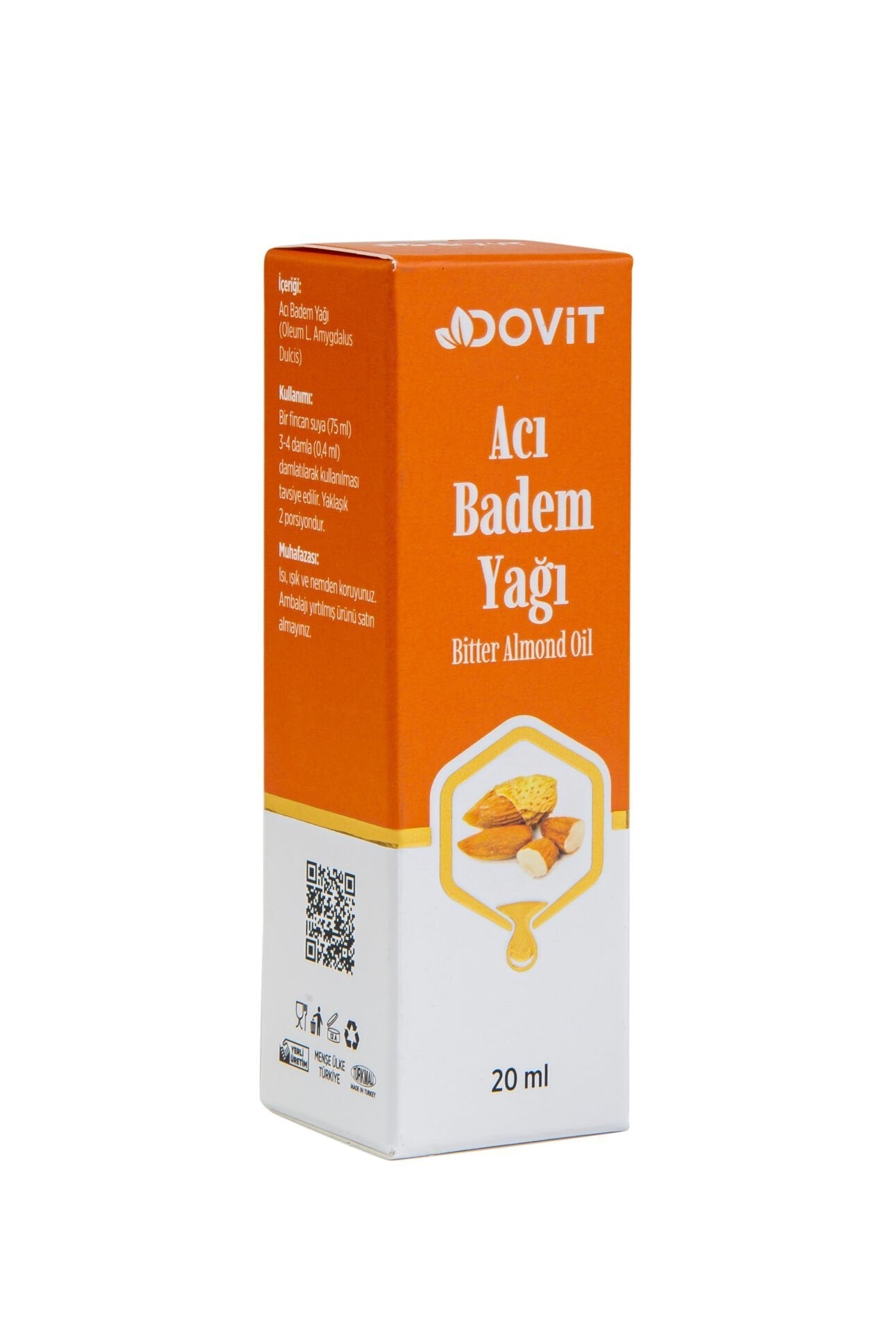 DOVİT ACI BADEM YAĞI 20 ML (SOĞUK SIKIM)-12 Adet