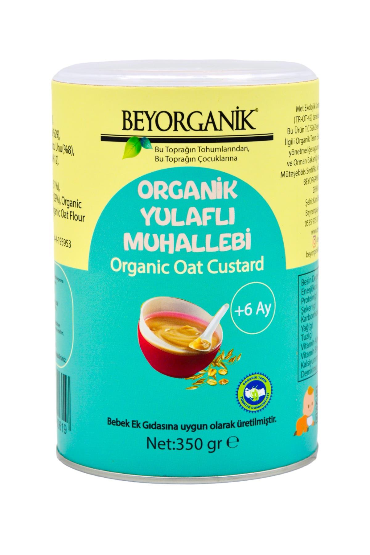 BEYORGANİK-Bebek Ek Gıdası Organik Yulaflı Muhallebi 350gr +6ay    (PESTİSİT VE AFLATOKSİN ANALİZLİ)-12 Adet