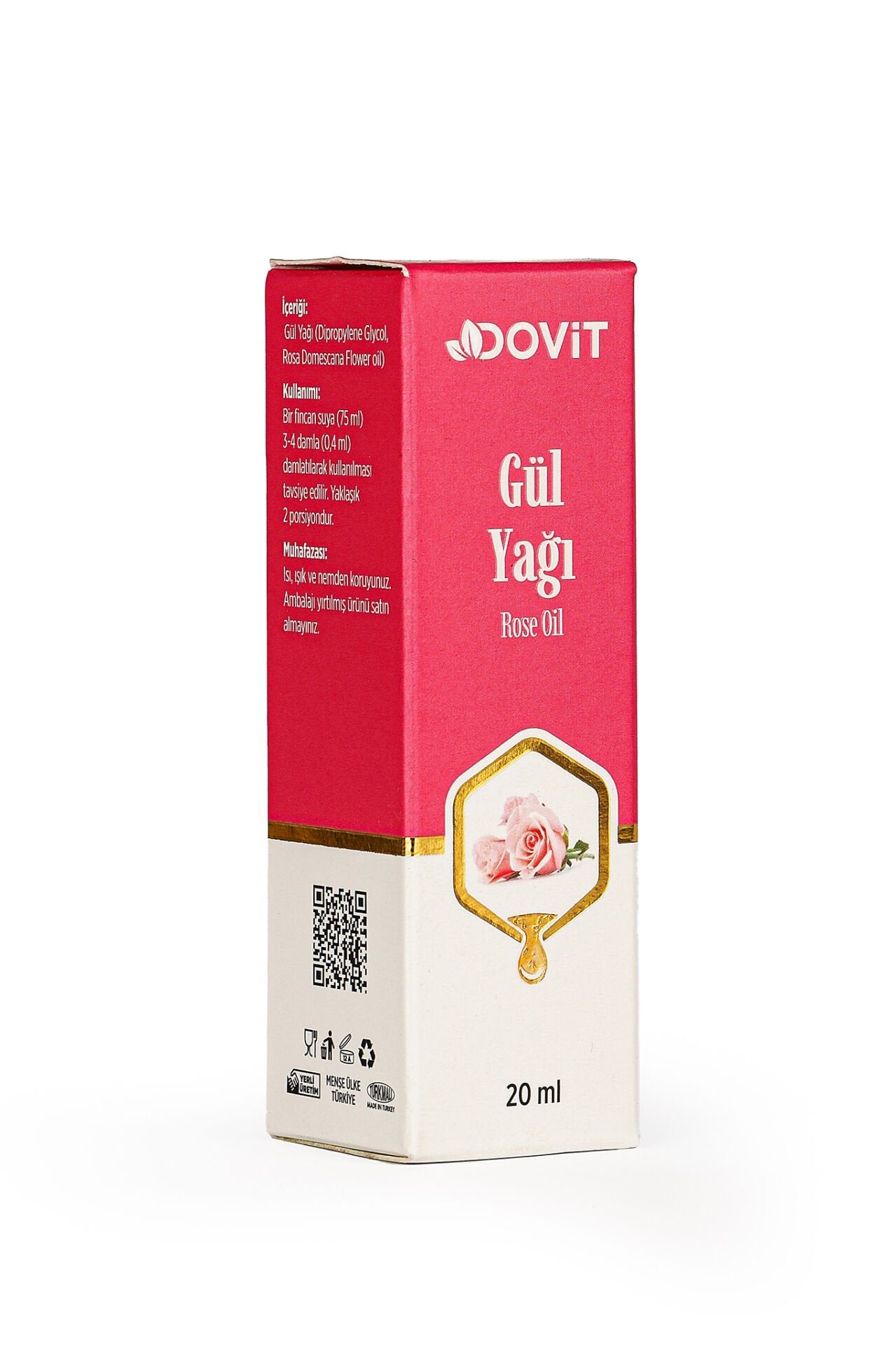 DOVİT GÜL YAĞI 20 ML (DİSTİLASYON) 1/8 SEYRELTME-12 Adet