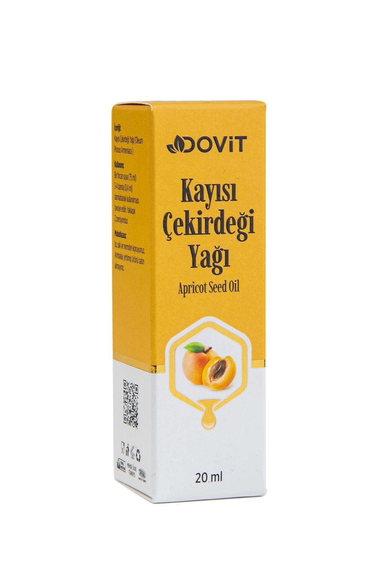 DOVİT KAYISI ÇEKİRDEĞİ YAĞI 20 ML (SOĞUK SIKIM)-12 Adet