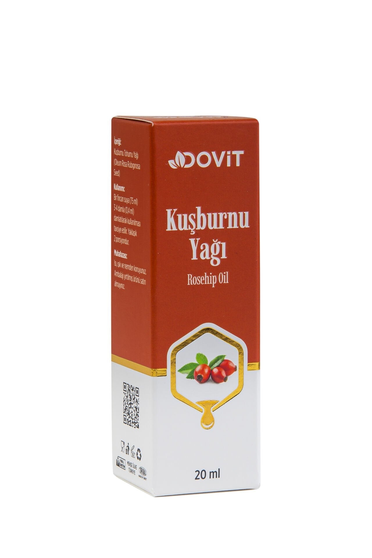 DOVİT KUŞBURNU YAĞI 20 ML (SOĞUK SIKIM)-12 Adet