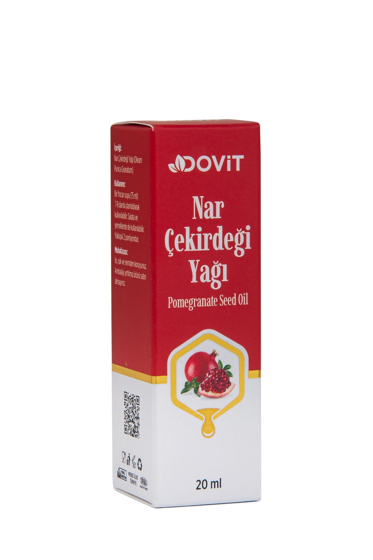 DOVİT NAR ÇEKİRDEĞİ YAĞI 20 ML (SOĞUK SIKIM)-12 Adet