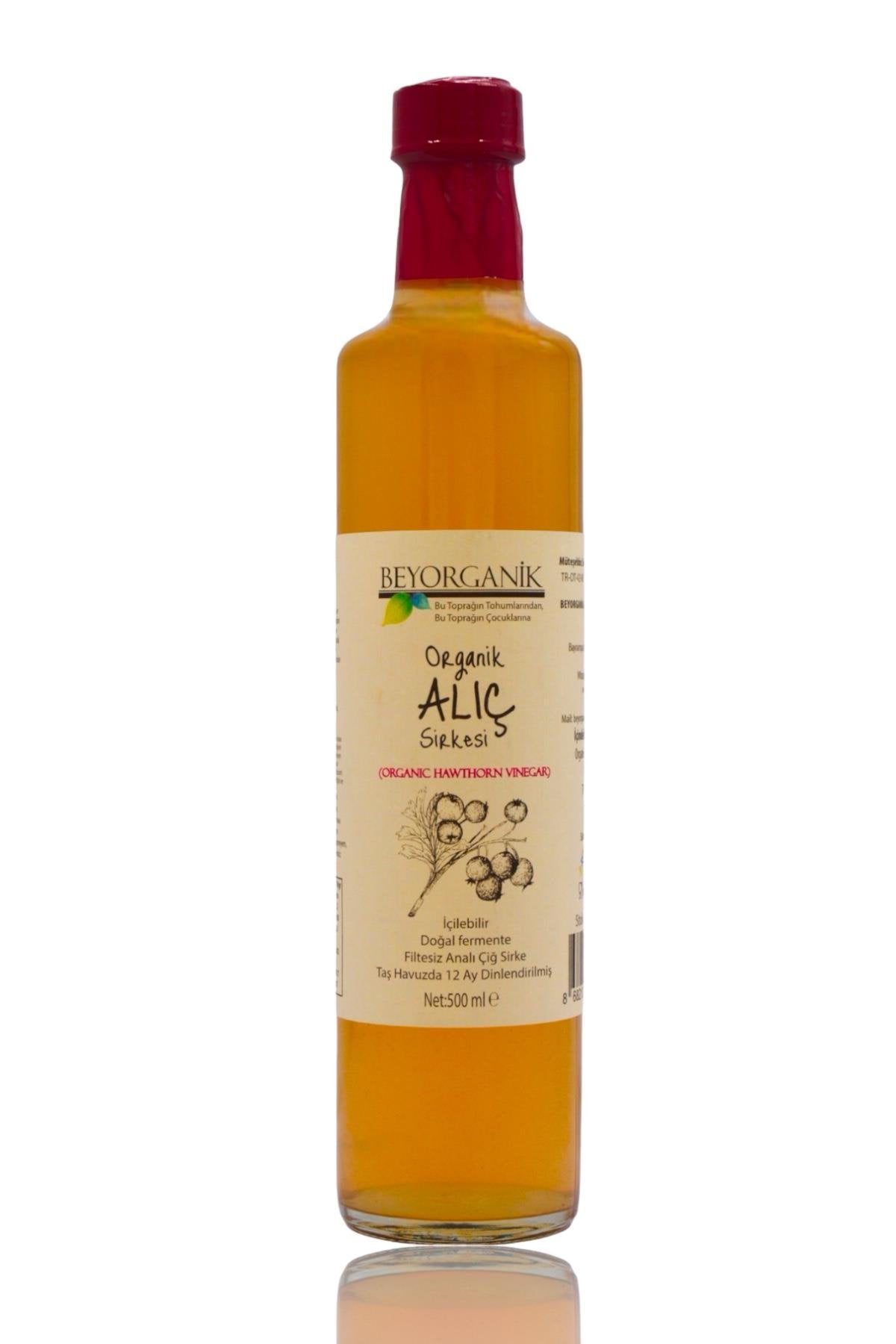BEYORGANİK-Organik Alıç Sirkesi 500ml       (PESTİSİT VE AĞIR METAL ANALİZLİ)-12 Adet