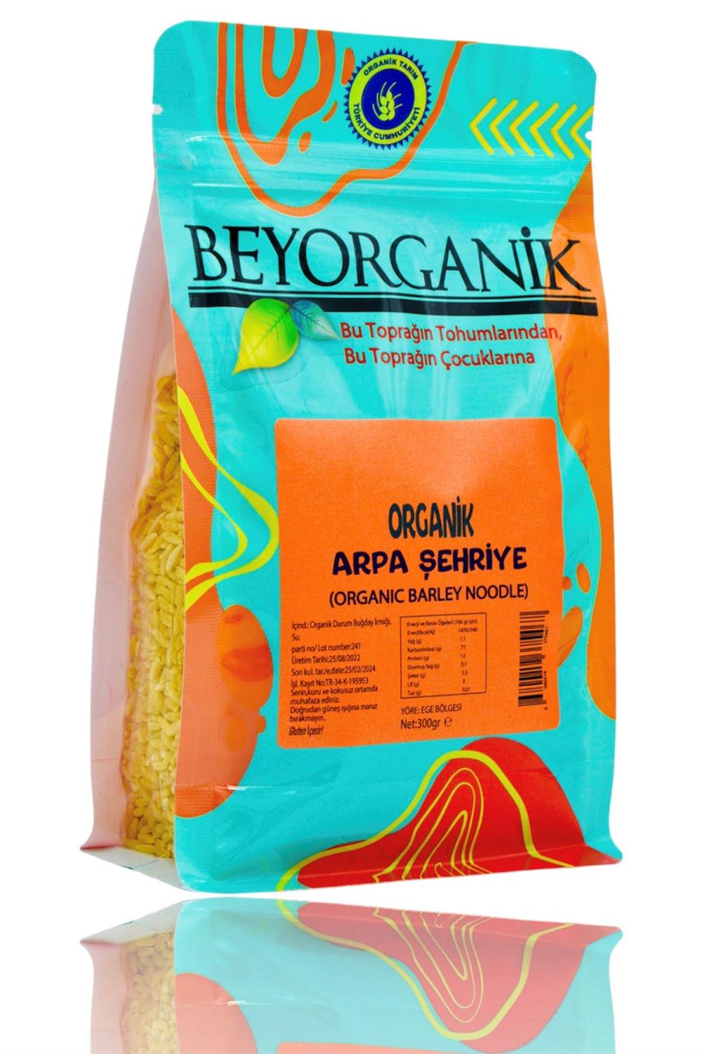 BEYORGANİK-Organik Arpa Şehriye 300gr   (Pestisit ve Aflatoksin Analizli)-12 Adet