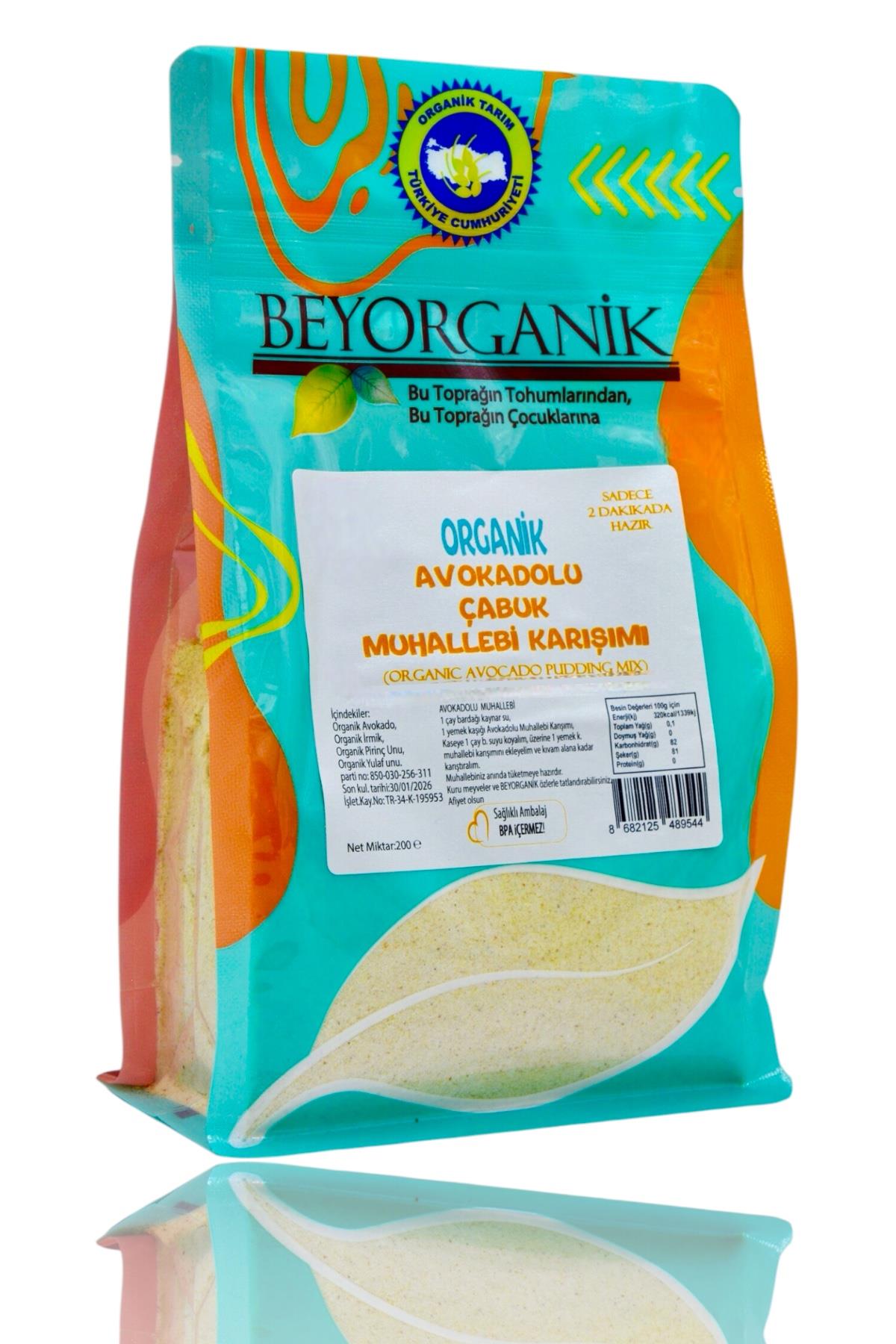 BEYORGANİK-Organik Avokadolu Çabuk Muhallebi Karışımı 200gr (PESTİSİT VE AFLATOKSİN ANALİZLİ)-12 Adet