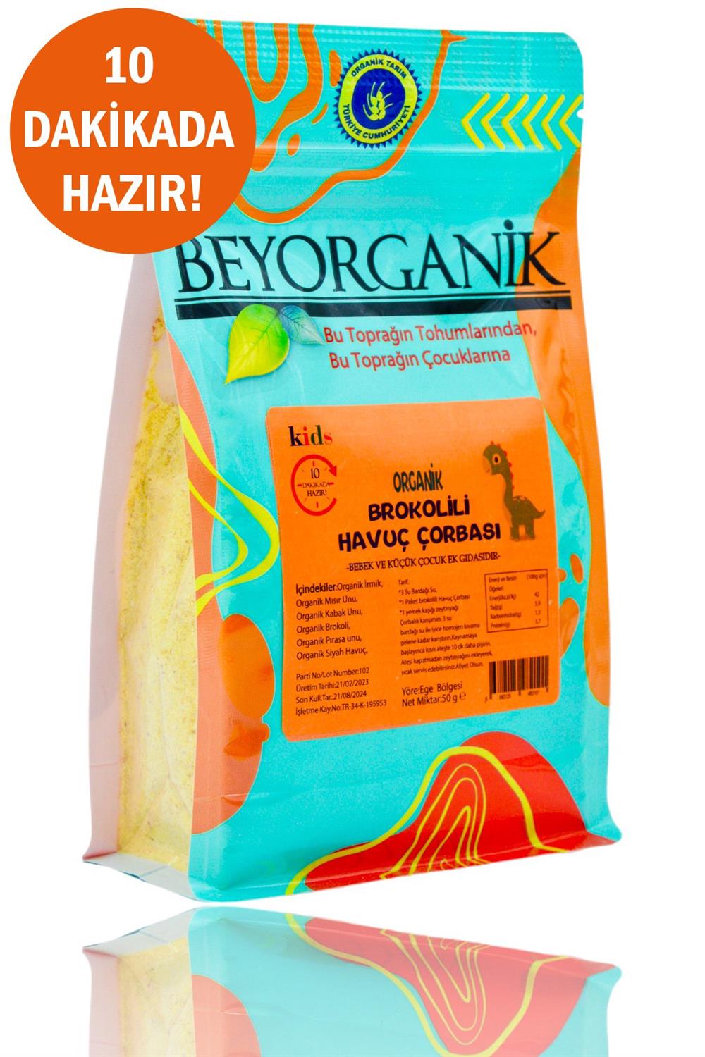 BEYORGANİK-Organik Brokolili Havuç Çorbası 50gr         10 Dakikada Hazır      (PESTİSİT VE AFLATOKSİN ANALİZLİ)-12 Adet