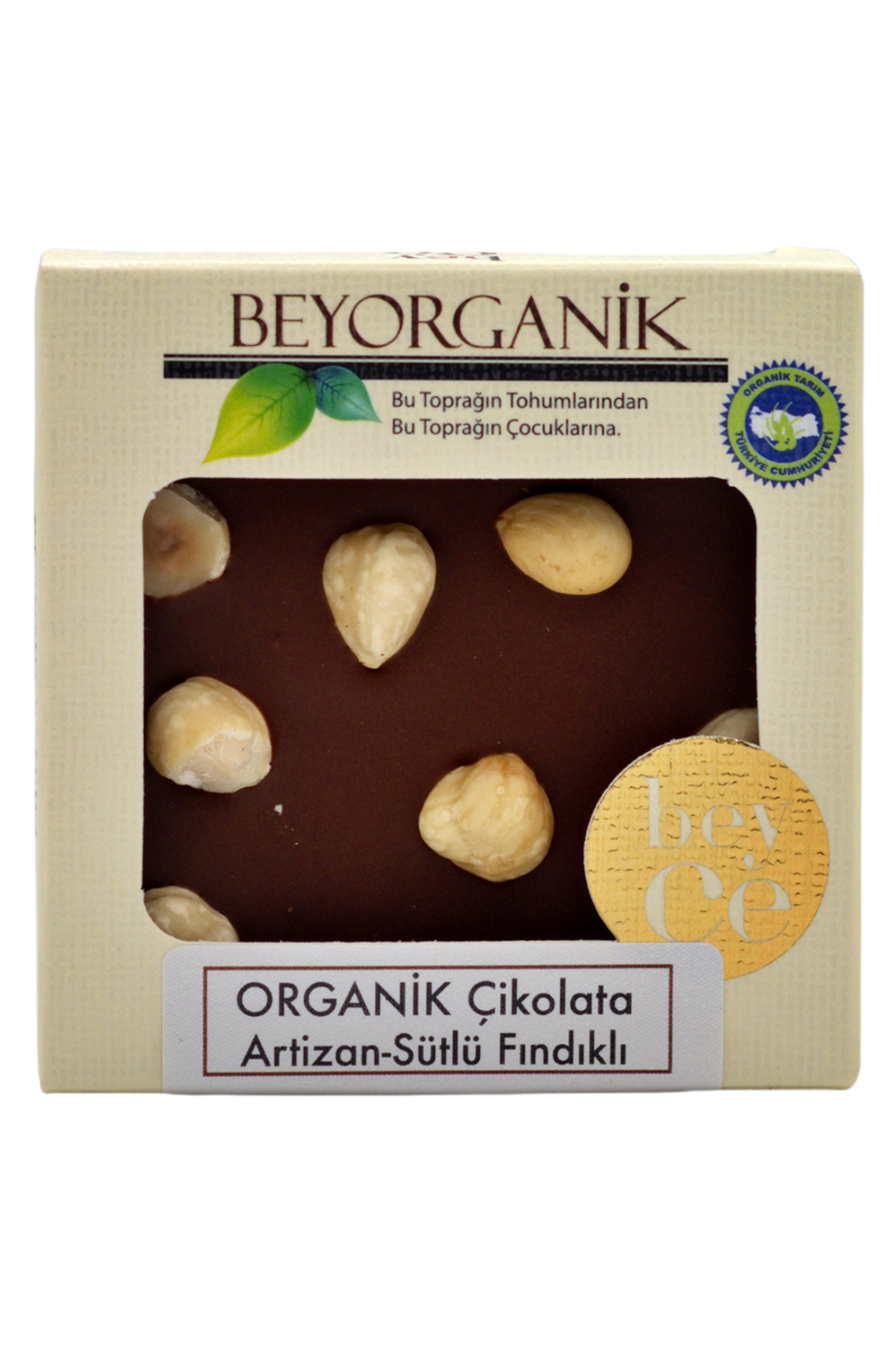 BEYORGANİK-Organik Artizan Çikolata Sütlü Fındıklı 40gr-12 Adet