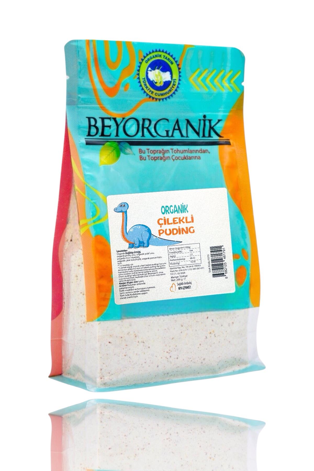 BEYORGANİK-Organik Çilekli Bebek Pudingi  200gr +12ay    (PESTİSİT VE AFLATOKSİN ANALİZLİ)-12 Adet