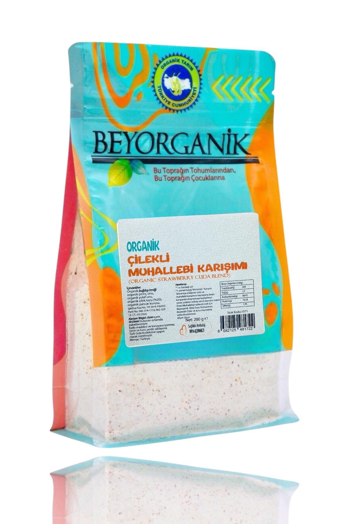 BEYORGANİK-Organik Çilekli Muhallebi Karışımı 200gr +12ay     (PESTİSİT VE AFLATOKSİN ANALİZLİ)-12 Adet