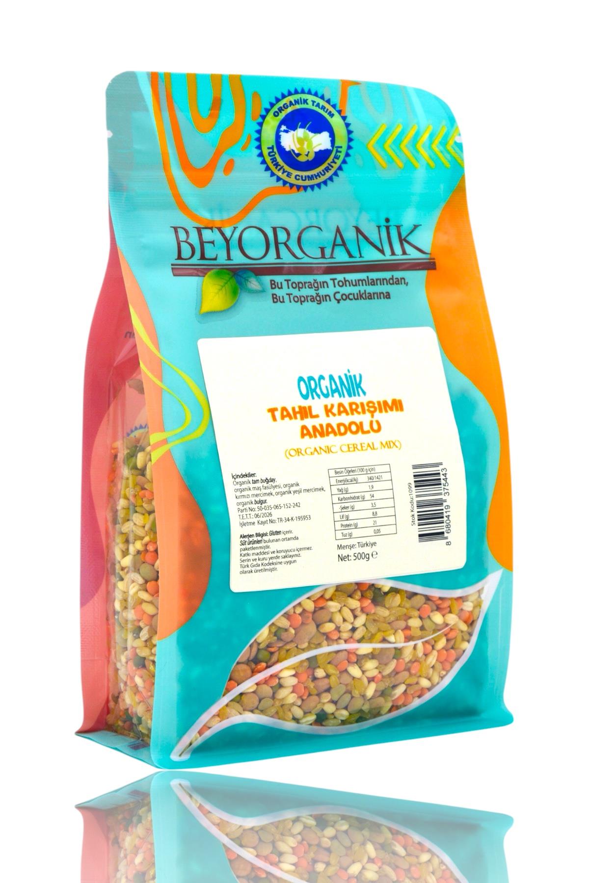 BEYORGANİK-Organik Anadolu Tahıl Karışımı 500gr           ANADOLU        (Pestisit ve Aflatoksin Analizli)-12 Adet