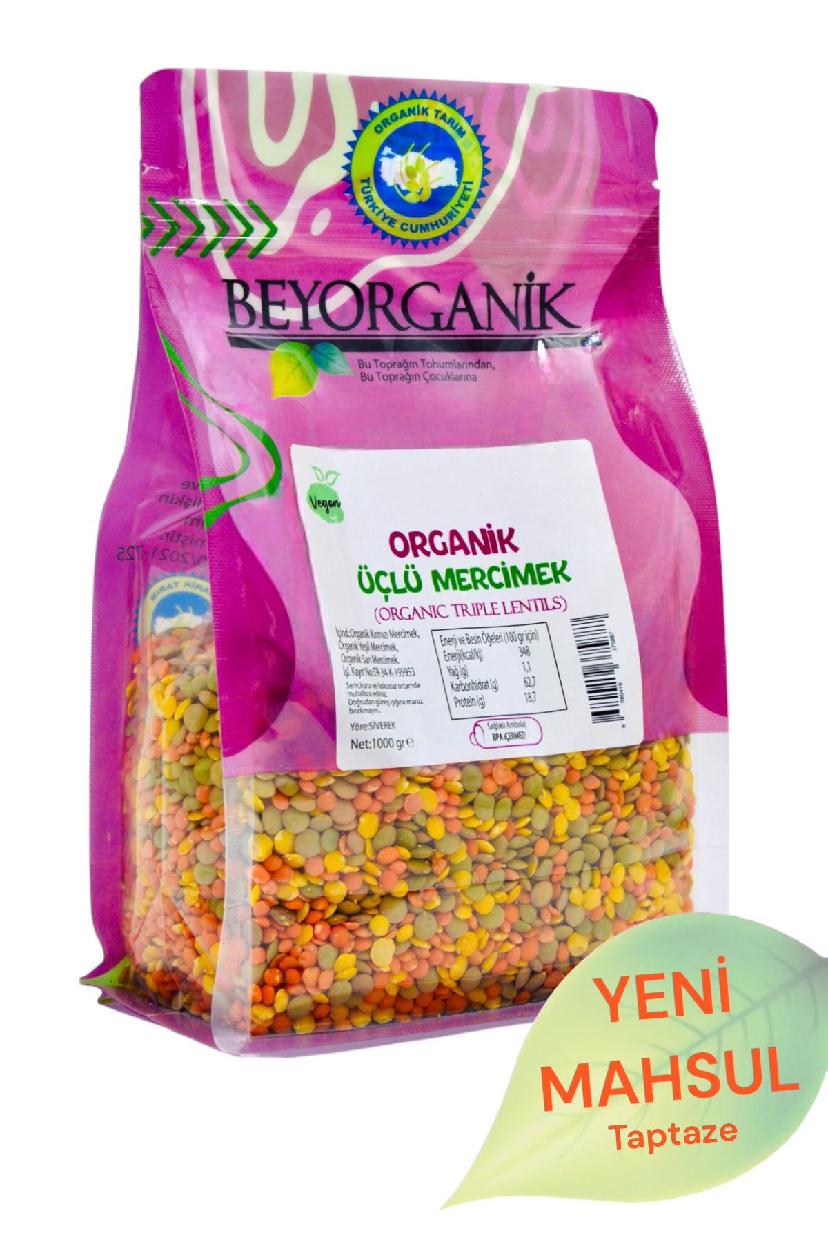 BEYORGANİK-Organik Tahıl Karışımı  Anadolu ÜÇLÜ 1kg      (Pestisit ve Aflatoksin Analizli)-12 Adet