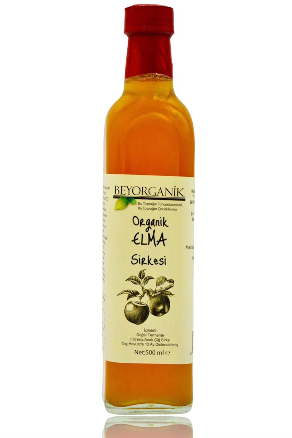 BEYORGANİK-Organik Elma Sirkesi 500ml   (PESTİSİT VE AĞIR METAL ANALİZLİ)-12 Adet