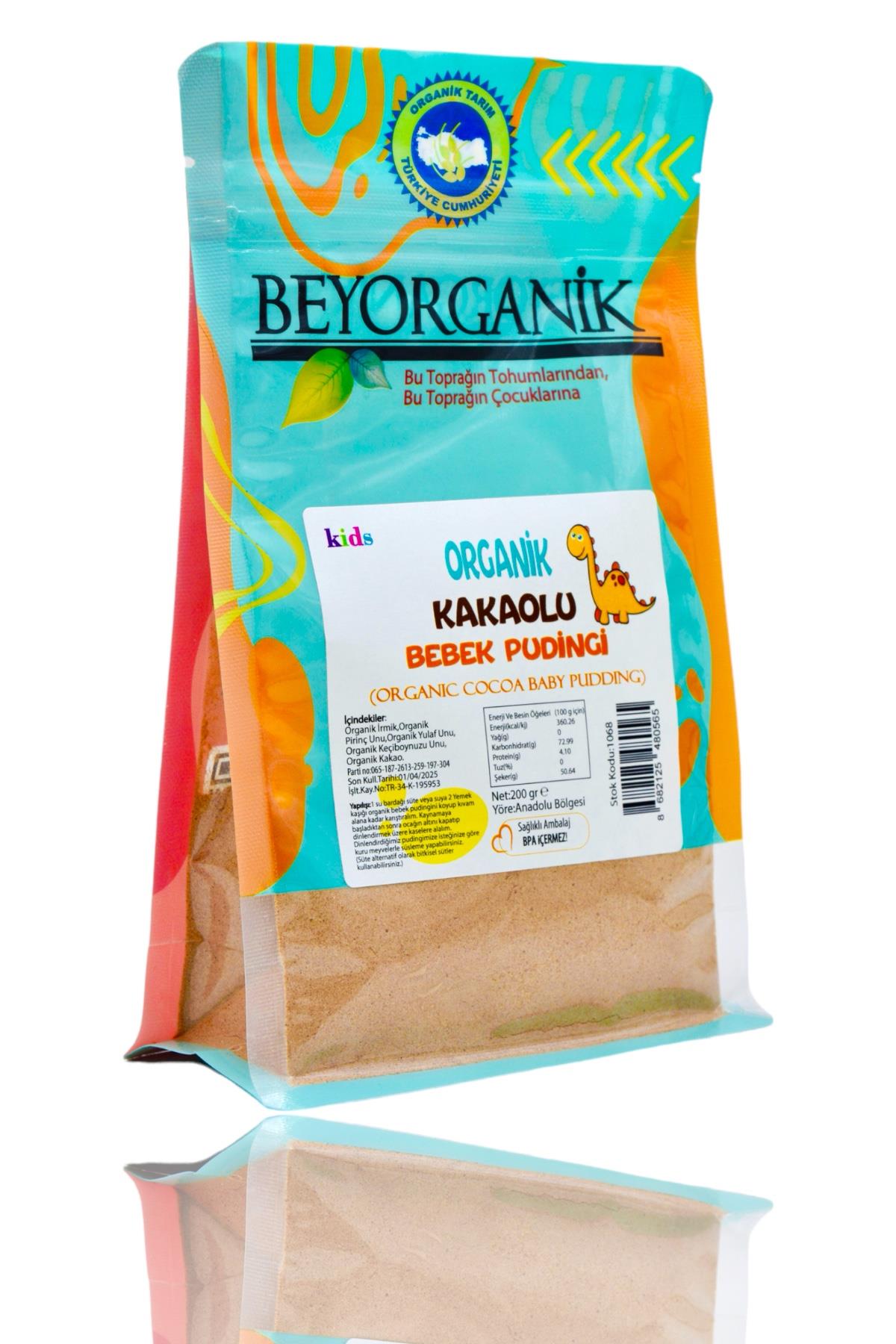BEYORGANİK-Organik Kakaolu Bebek Pudingi 200gr +6ay   (PESTİSİT VE AFLATOKSİN ANALİZLİ)-12 Adet
