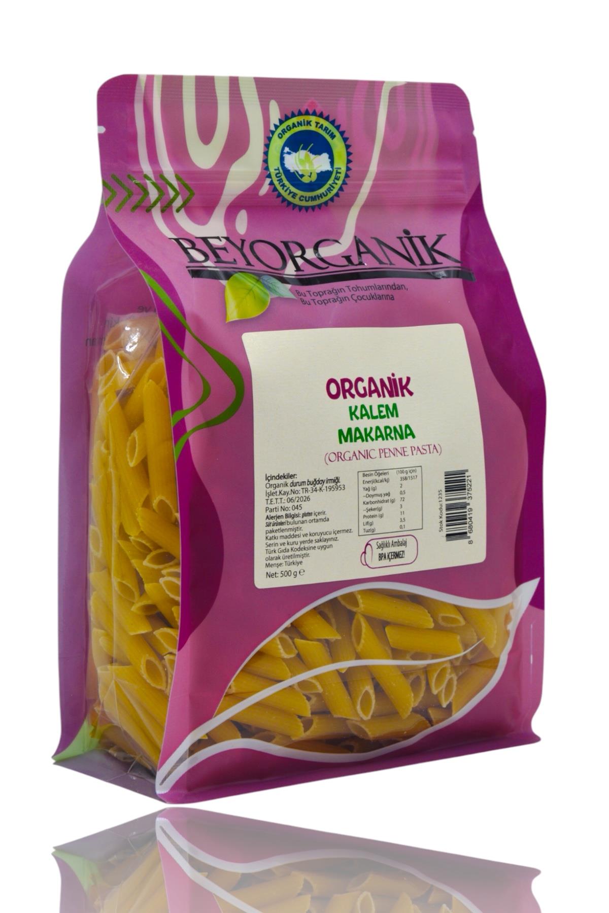 BEYORGANİK-Organik Kalem Makarna UZUN PENNE 500gr   (Pestisit ve Aflatoksin Analizli)-12 Adet
