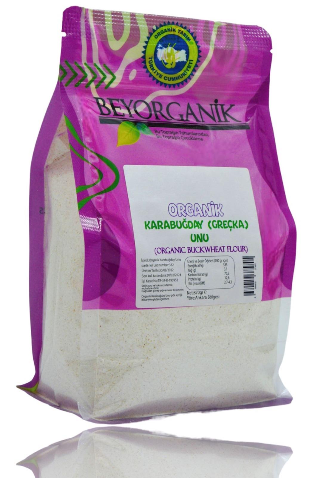 BEYORGANİK-Organik Çiğ Karabuğday Unu 870gr     (Pestisit ve Aflatoksin Analizli)-12 Adet