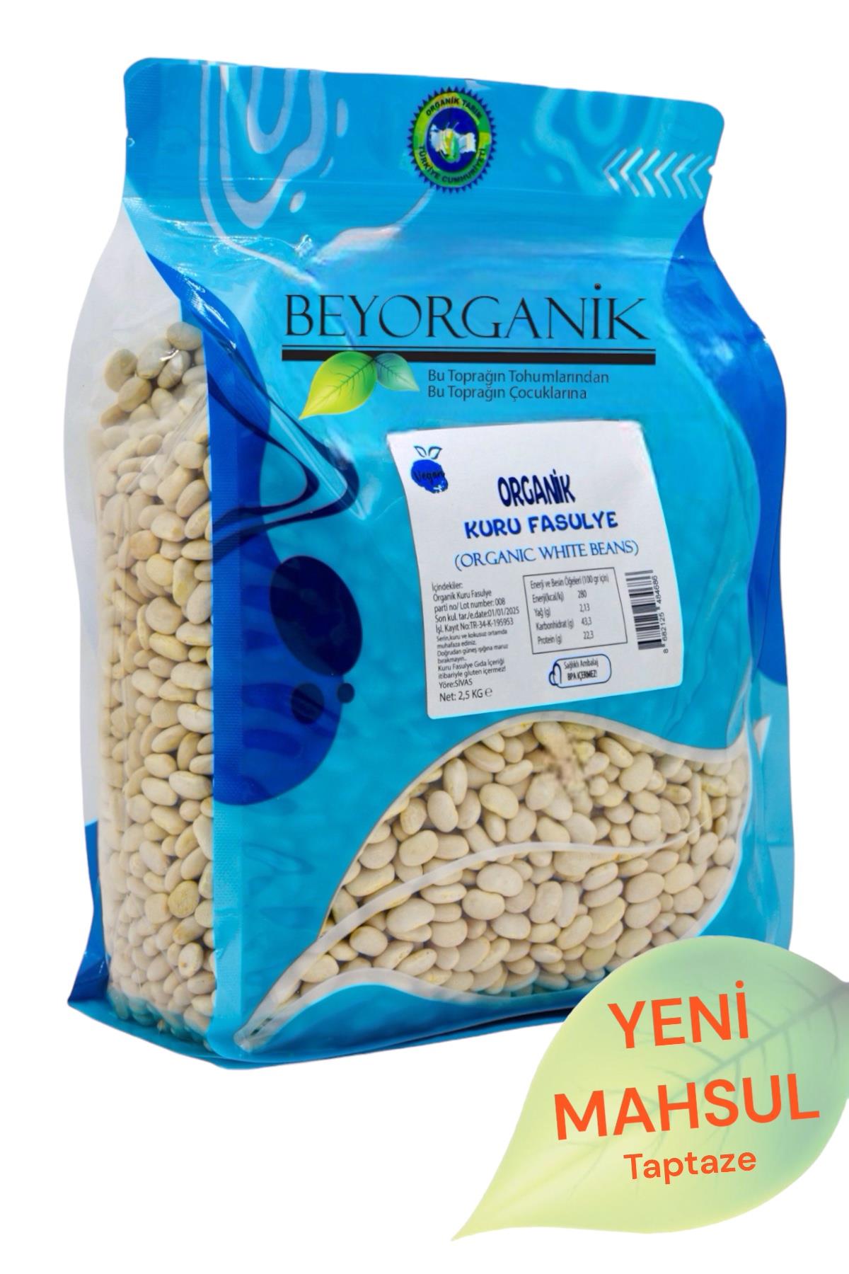 BEYORGANİK-Organik Kuru Fasulye Çalı 2,5kg  (PESTİSİT VE AFLATOKSİN ANALİZLİ)-12 Adet