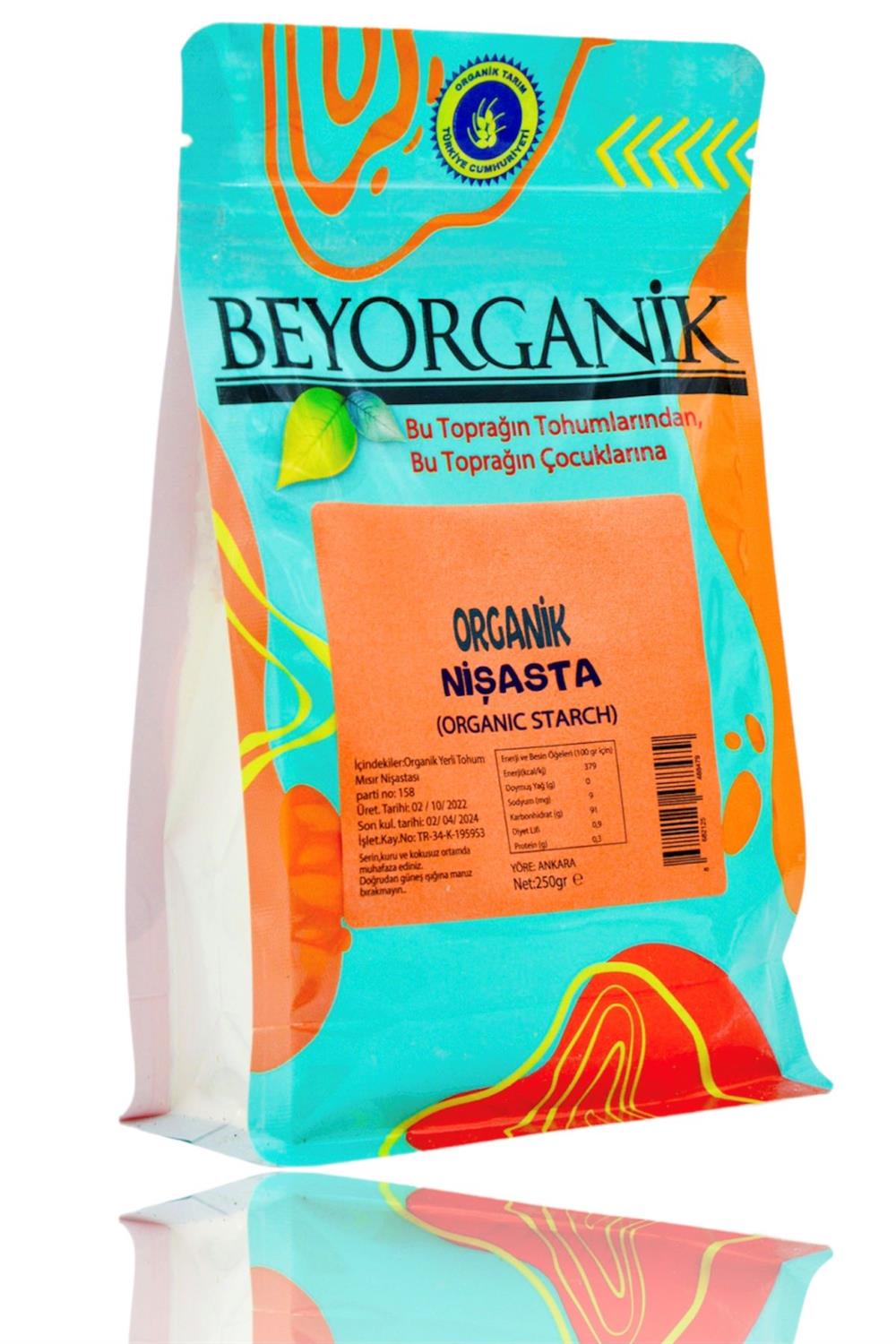 BEYORGANİK-Organik Nişasta 250gr     (PESTİSİT VE AFLATOKSİN ANALİZLİ)-12 Adet