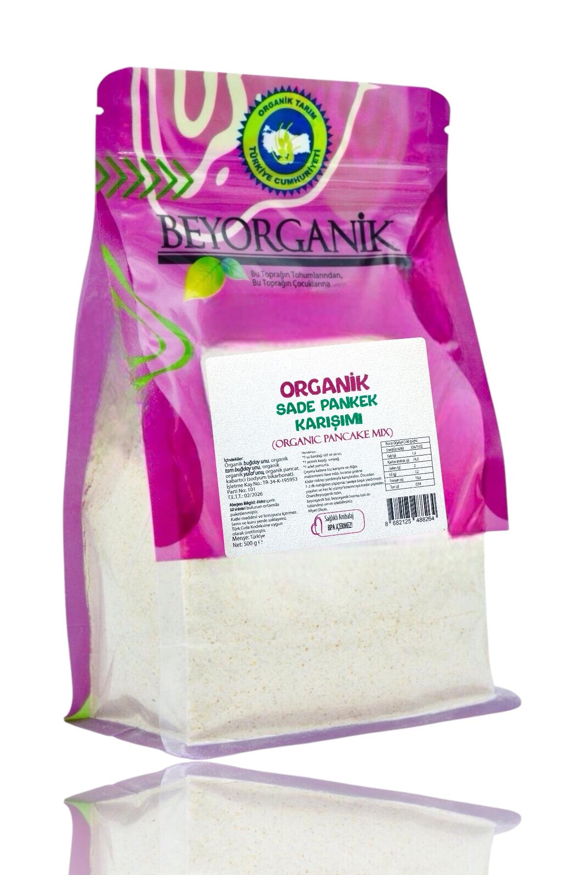 BEYORGANİK-Organik Pankek karışımı 500gr +8ay  (PESTİSİT VE AFLATOKSİN ANALİZLİ)-12 Adet