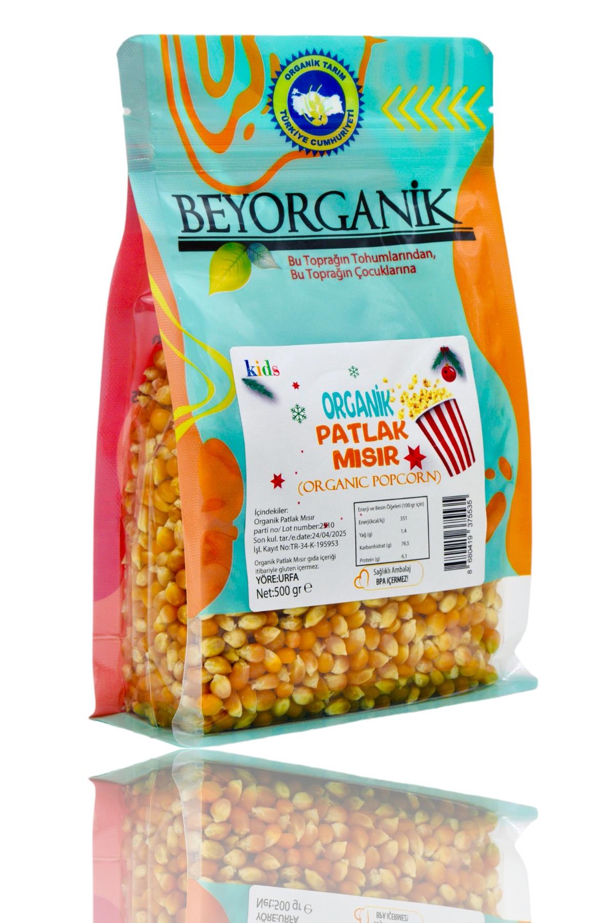 BEYORGANİK-Organik Patlak Mısır 500gr    (Pestisit ve Aflatoksin Analizli)-12 Adet