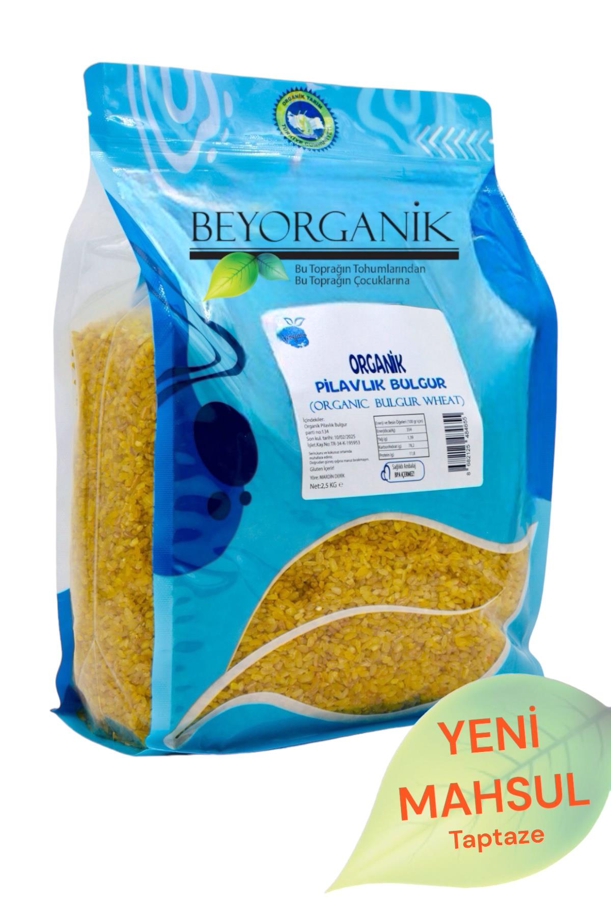 BEYORGANİK-Organik Pilavlık Bulgur 2,5kg     (PESTİSİT VE AFLATOKSİN ANALİZLİ)-12 Adet