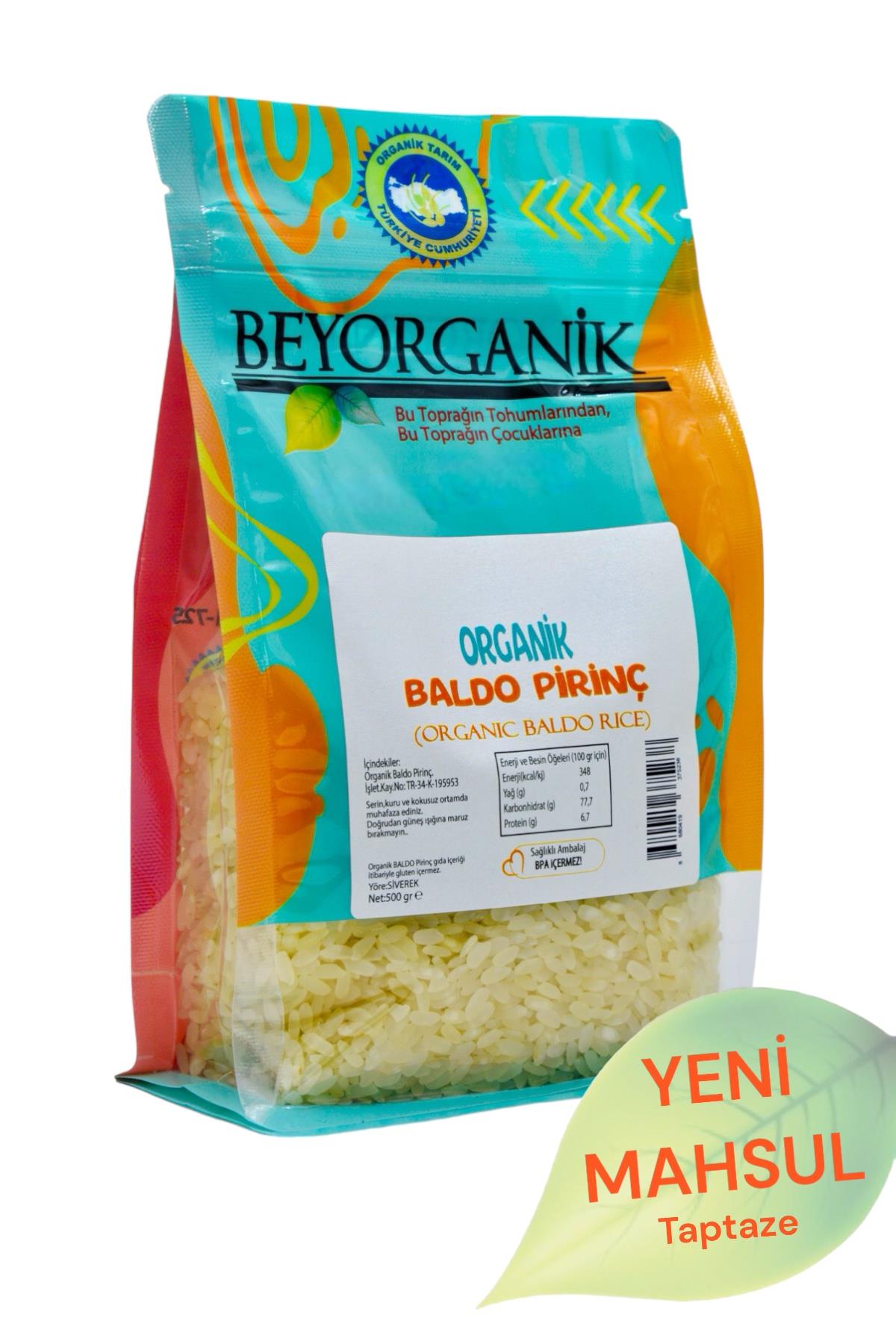 BEYORGANİK-Organik Pirinç Baldo 500gr    (Pestisit ve Aflatoksin Analizli)-12 Adet