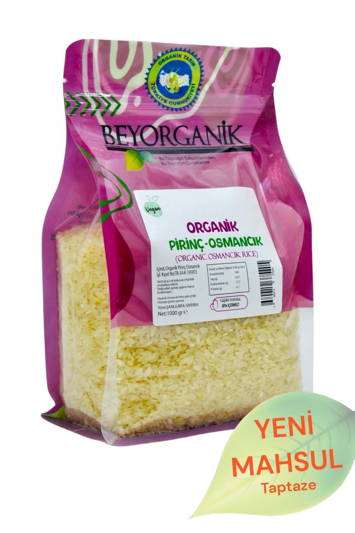 BEYORGANİK-Organik Pirinç Osmancık 1kg    (PESTİSİT VE AFLATOKSİN ANALİZLİ)-12 Adet