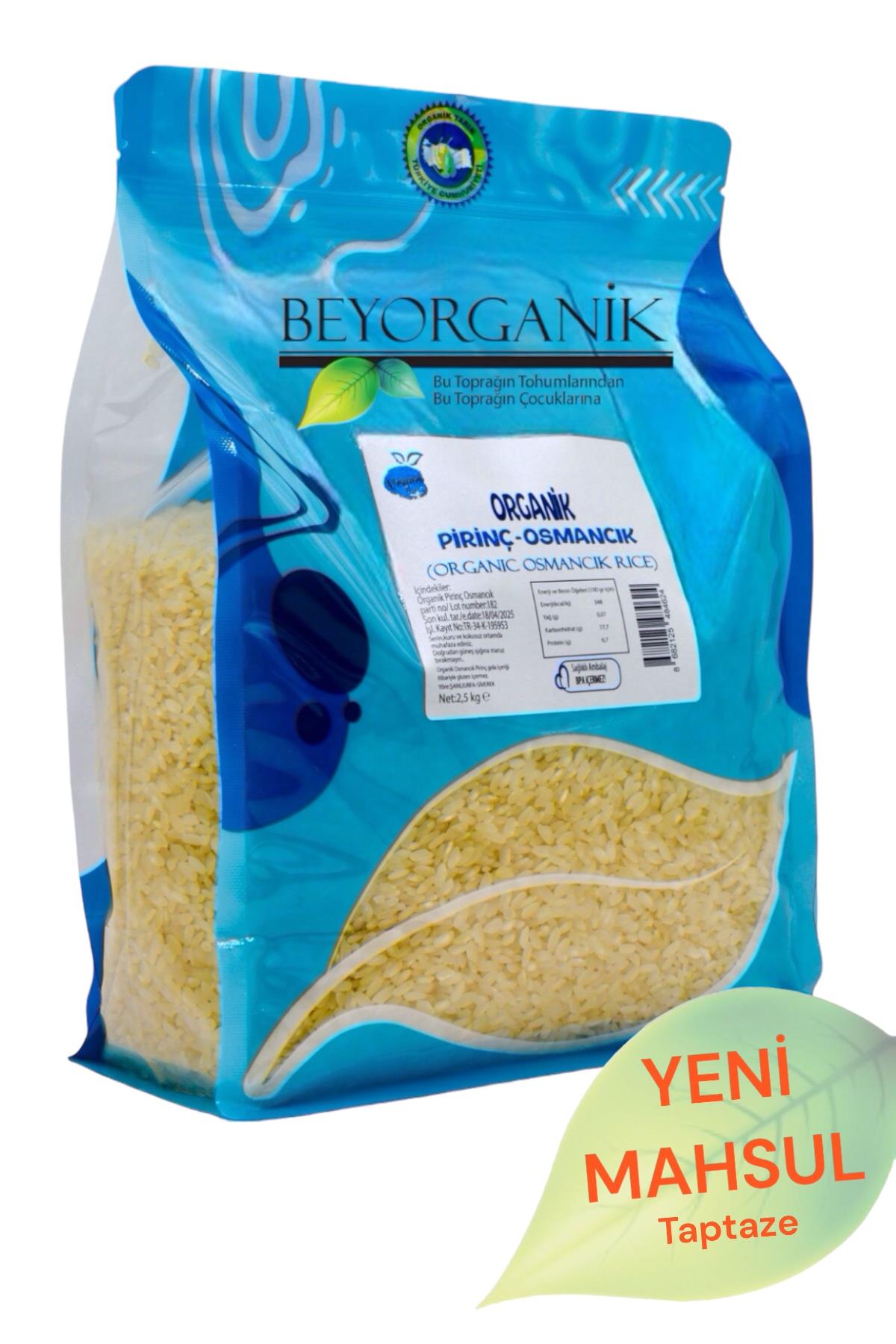 BEYORGANİK-Organik Pirinç Osmancık 2,5kg   (PESTİSİT VE AFLATOKSİN ANALİZLİ)-12 Adet
