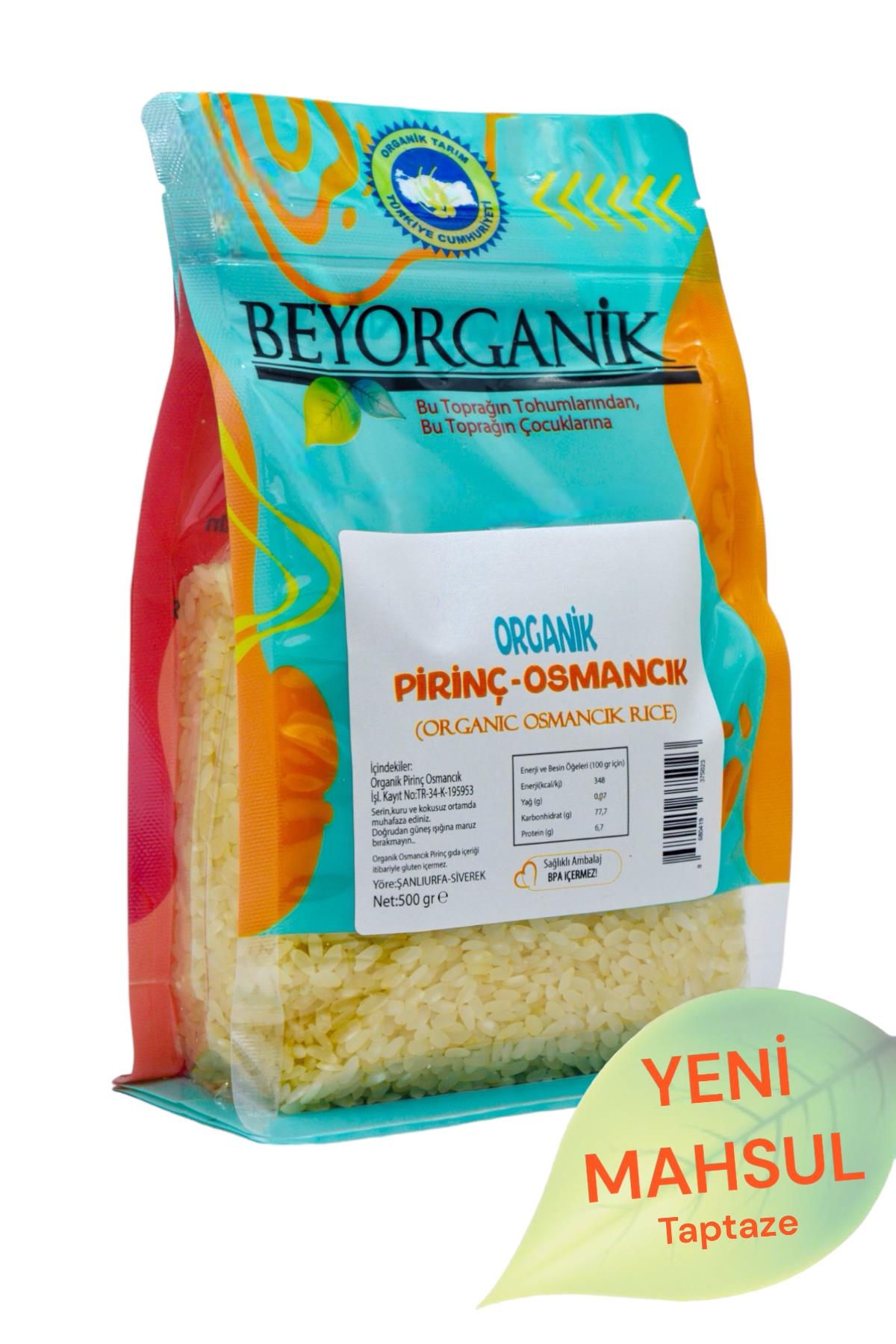 BEYORGANİK-Organik Pirinç Osmancık 500gr  (Pestisit ve Aflatoksin Analizli)-12 Adet