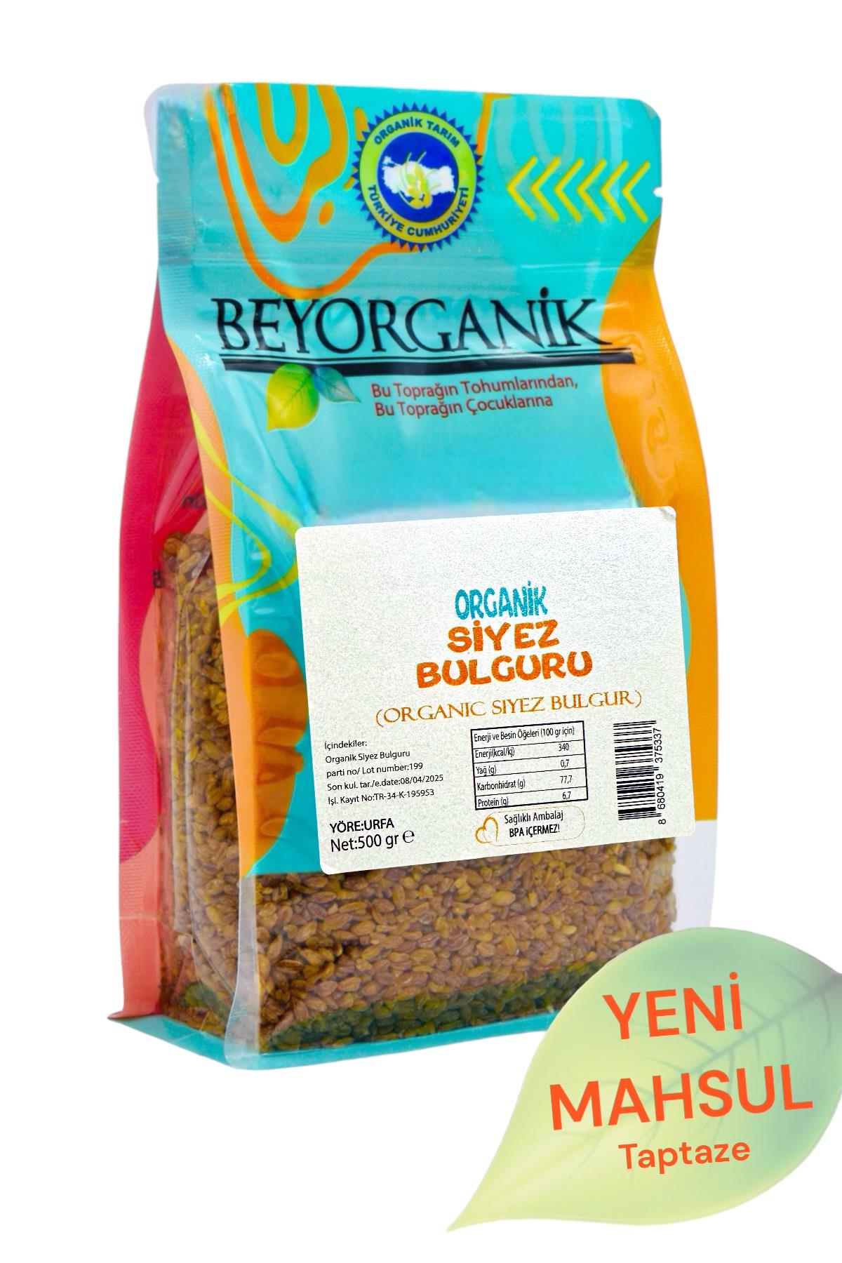 BEYORGANİK-Organik Siyez Pilavlık Bulgur 500gr    (PESTİSİT VE AFLATOKSİN ANALİZLİ)-12 Adet