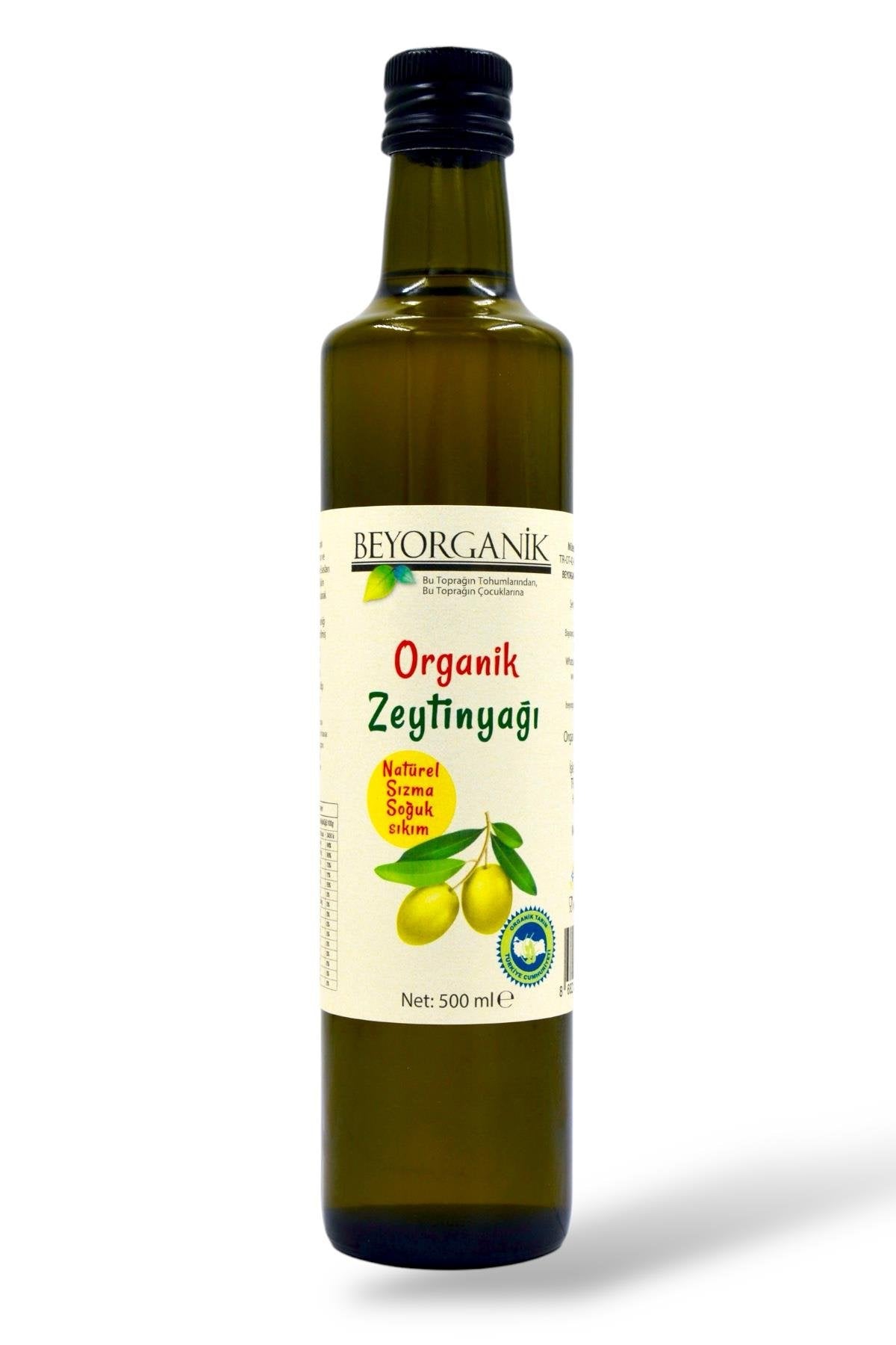 BEYORGANİK-Organik Soğuk Sıkım Sızma Zeytinyağı 500ml-12 Adet