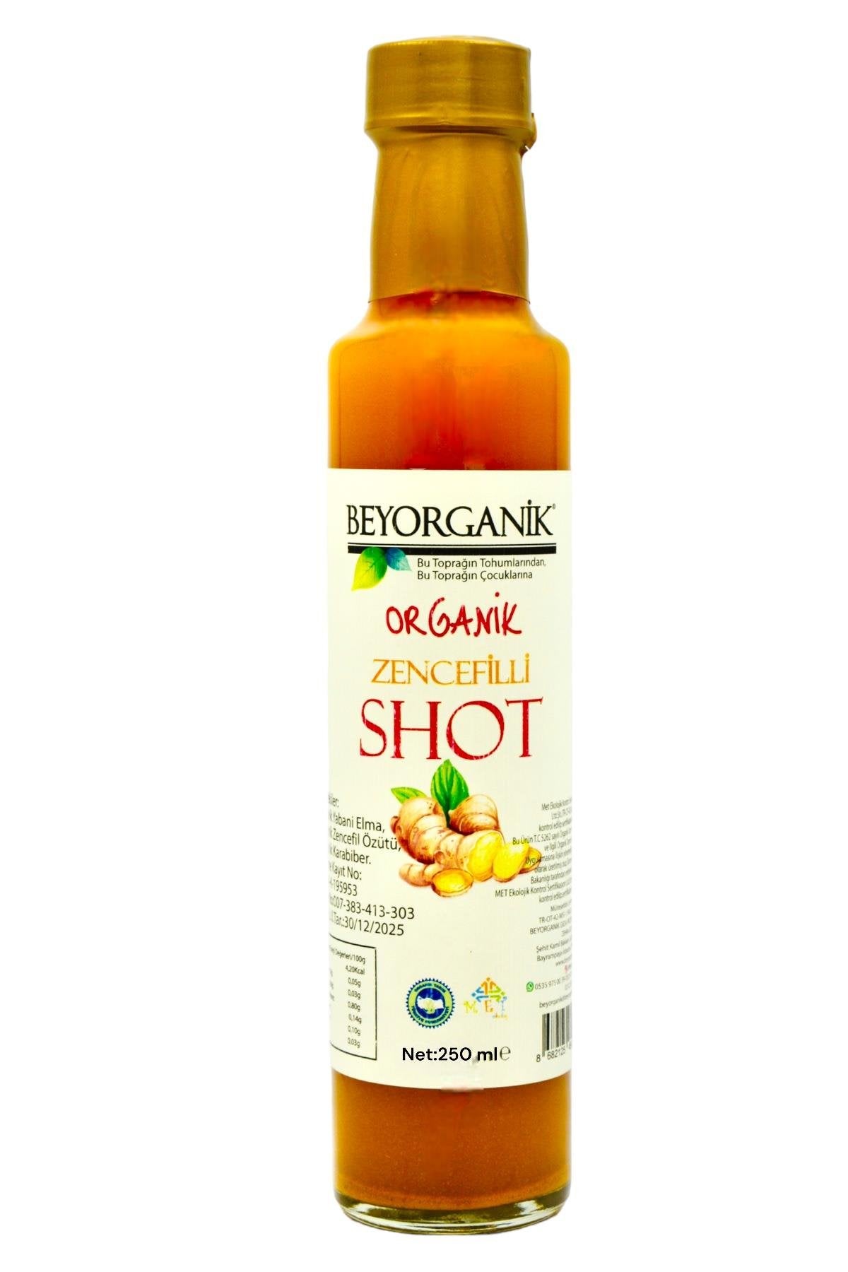 BEYORGANİK-Organik Zencefilli Shot 250ml-12 Adet